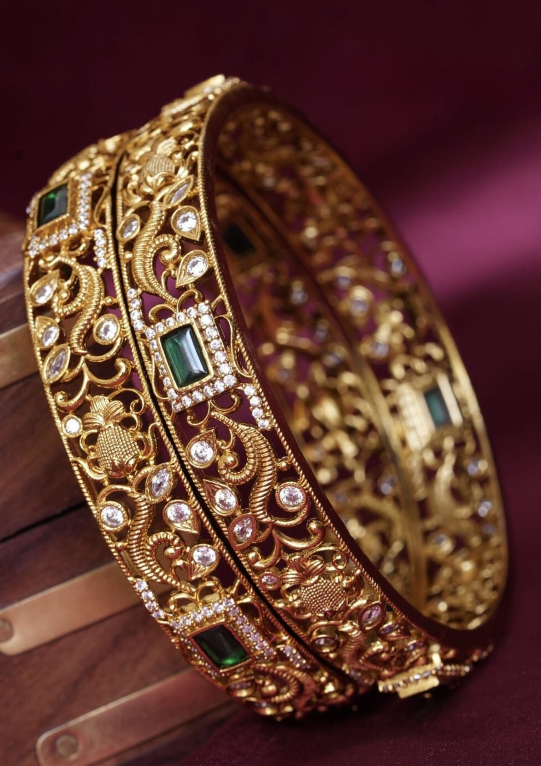 Kundan stone bangles style 210