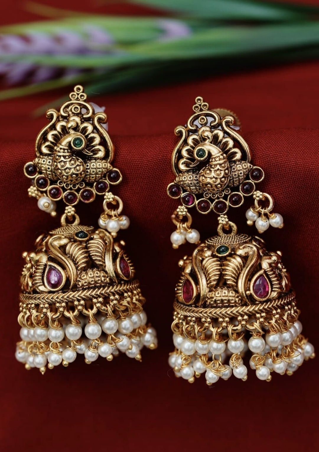 Kundan and beads earrings style 220