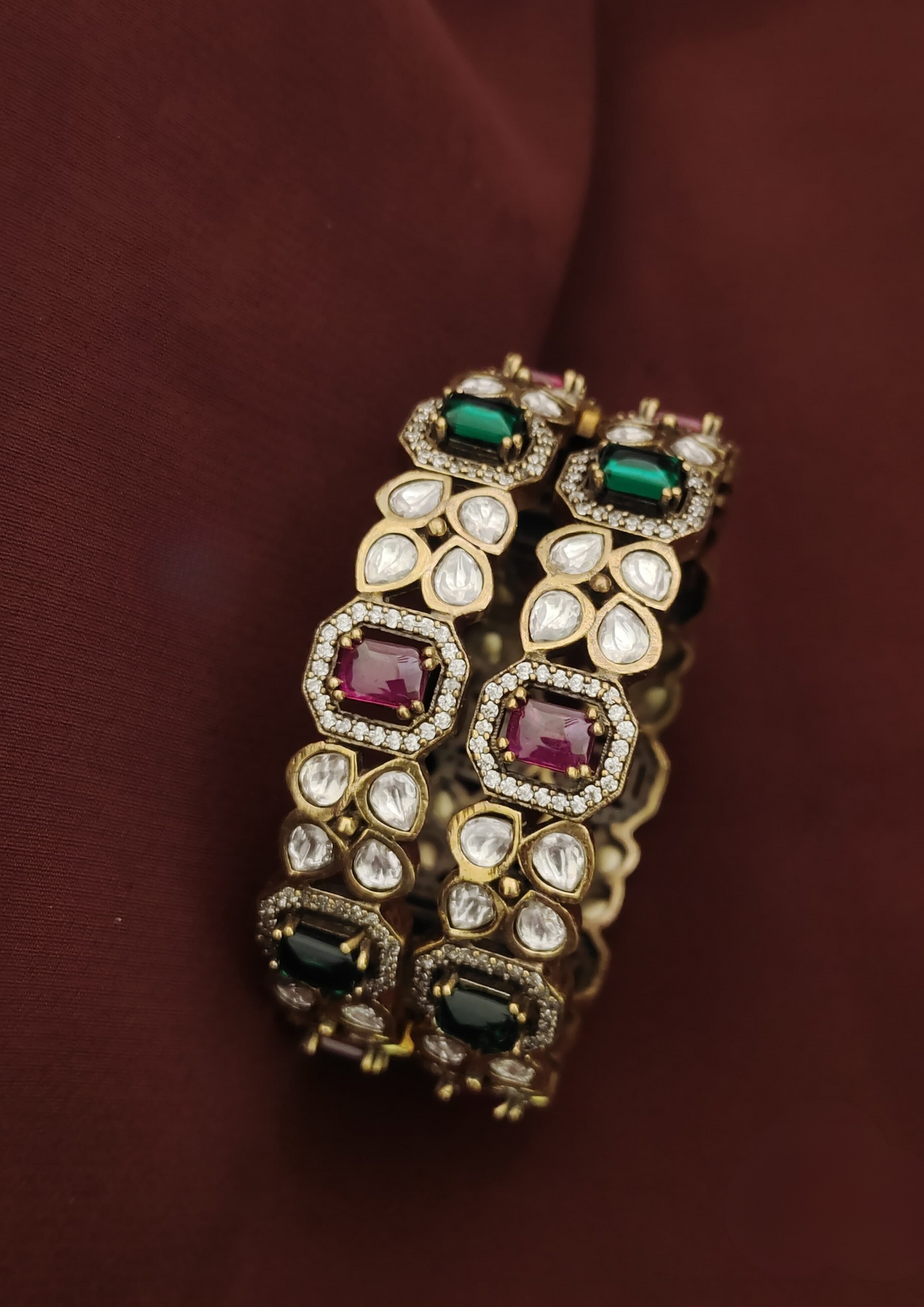 Kundan stone bangles  pcs 160021