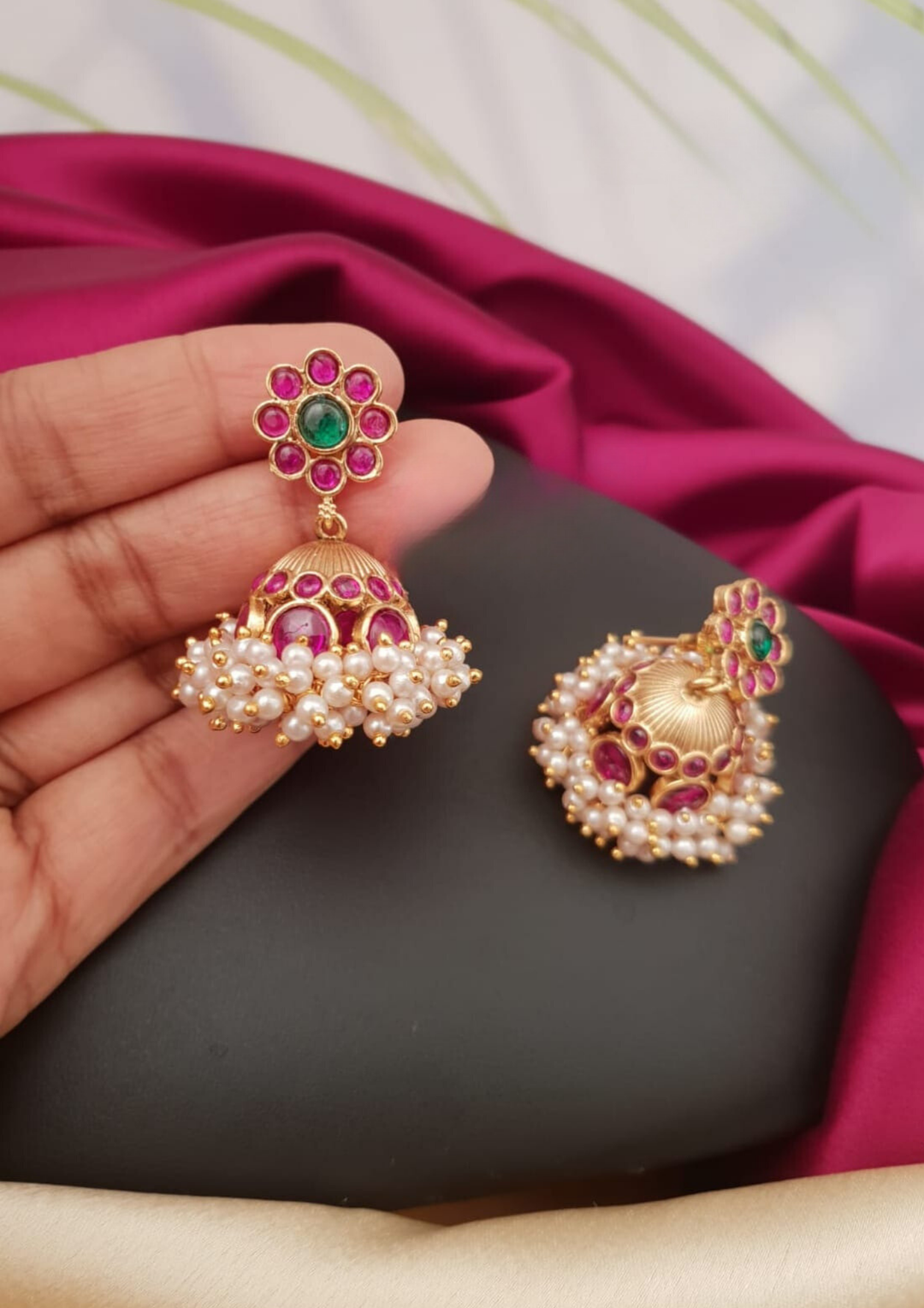 Kundan and beads earrings ssg 10999