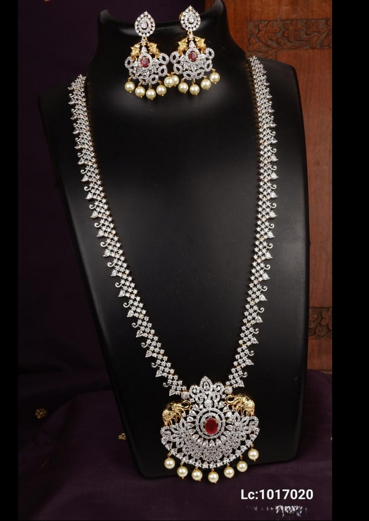 American diamond necklace set with earrings lc 1017020