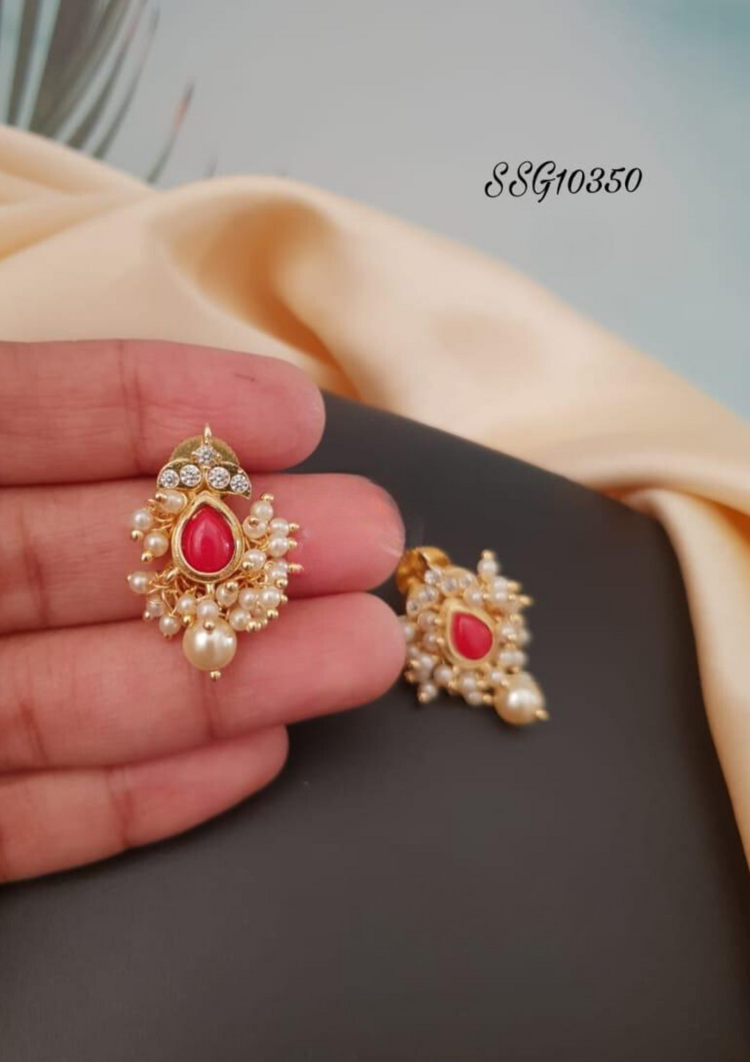 kundan and beads earrings ssg 10350