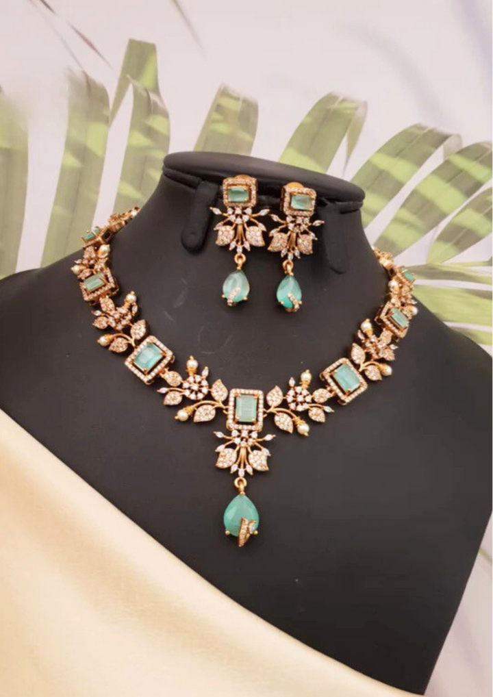 Kundan and beads necklace set with earrings ssg 101160