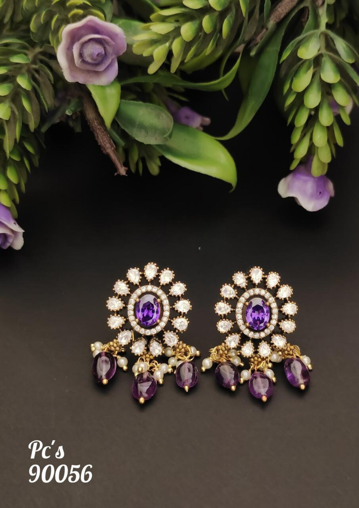 Kundan and beads earrings pcs 90056