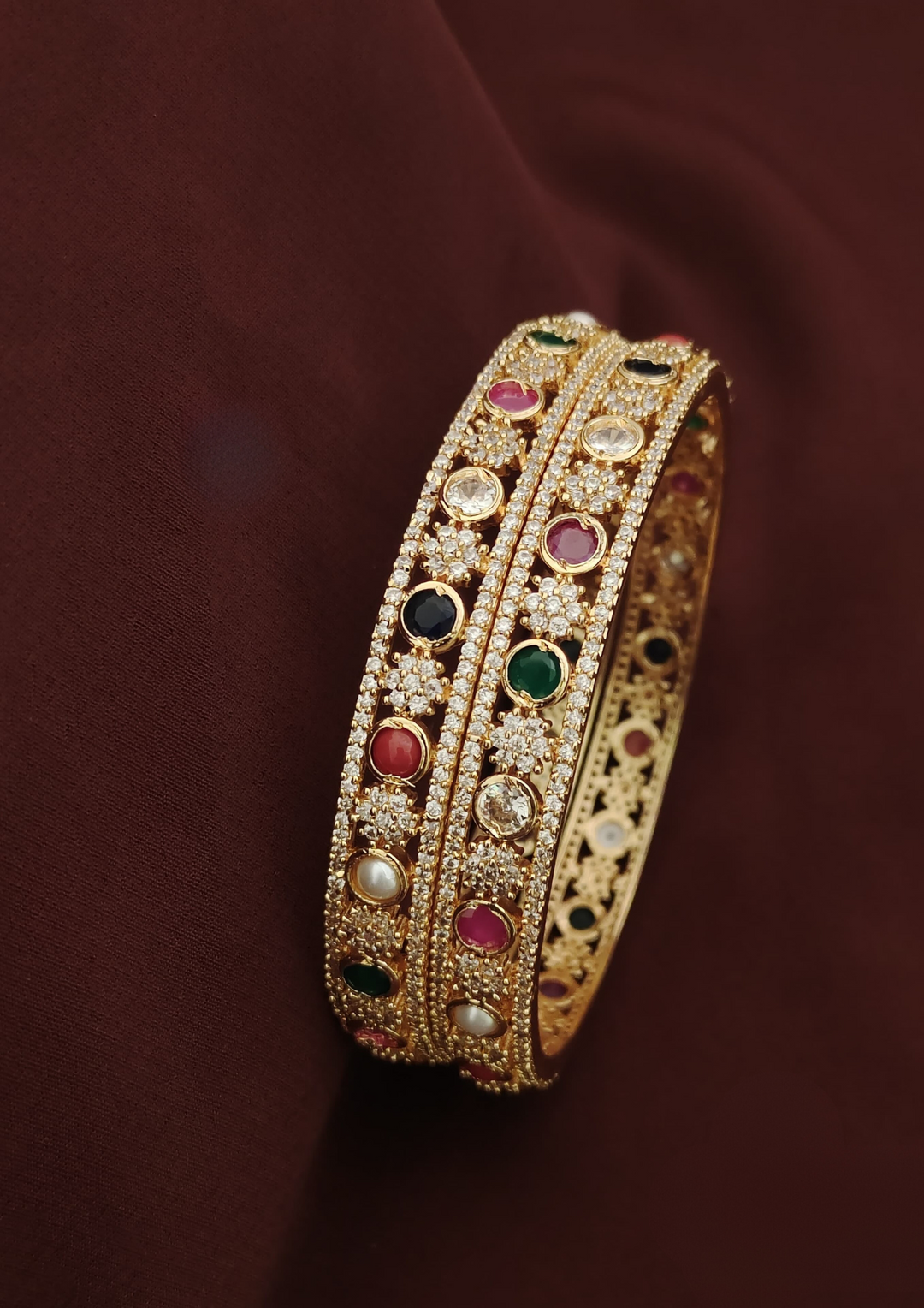 Kundan stone bangles  pcs 130079