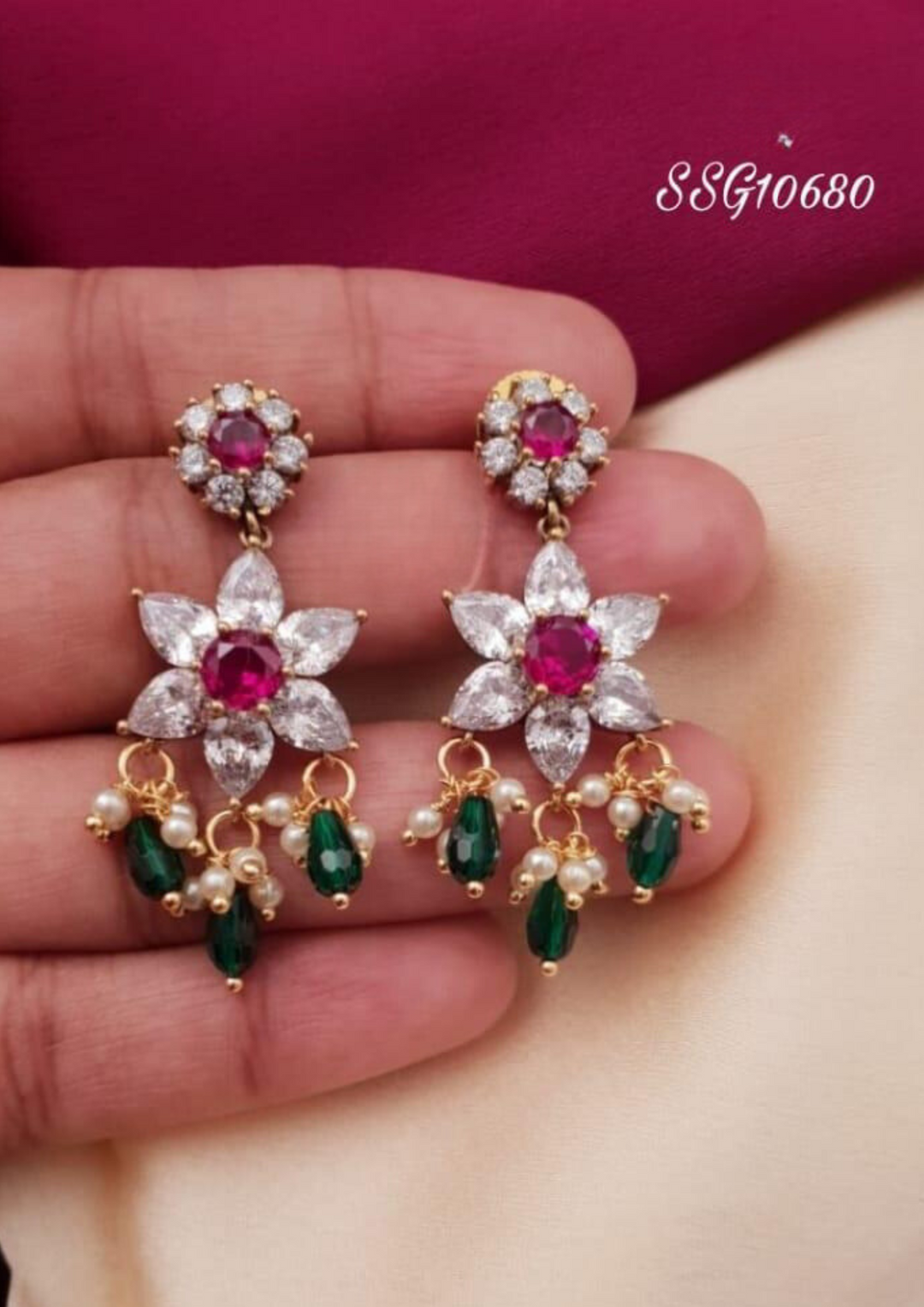 kundan and beads earrings ssg 10680