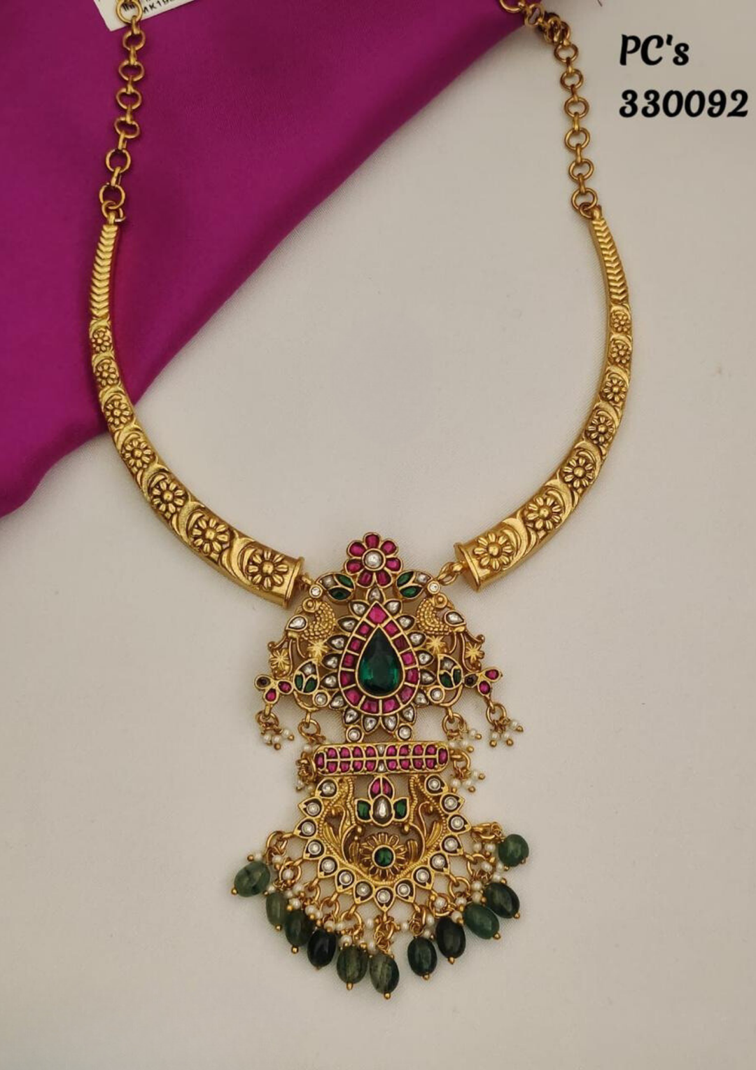 Jadau Kundan and beads necklace pcs 330092