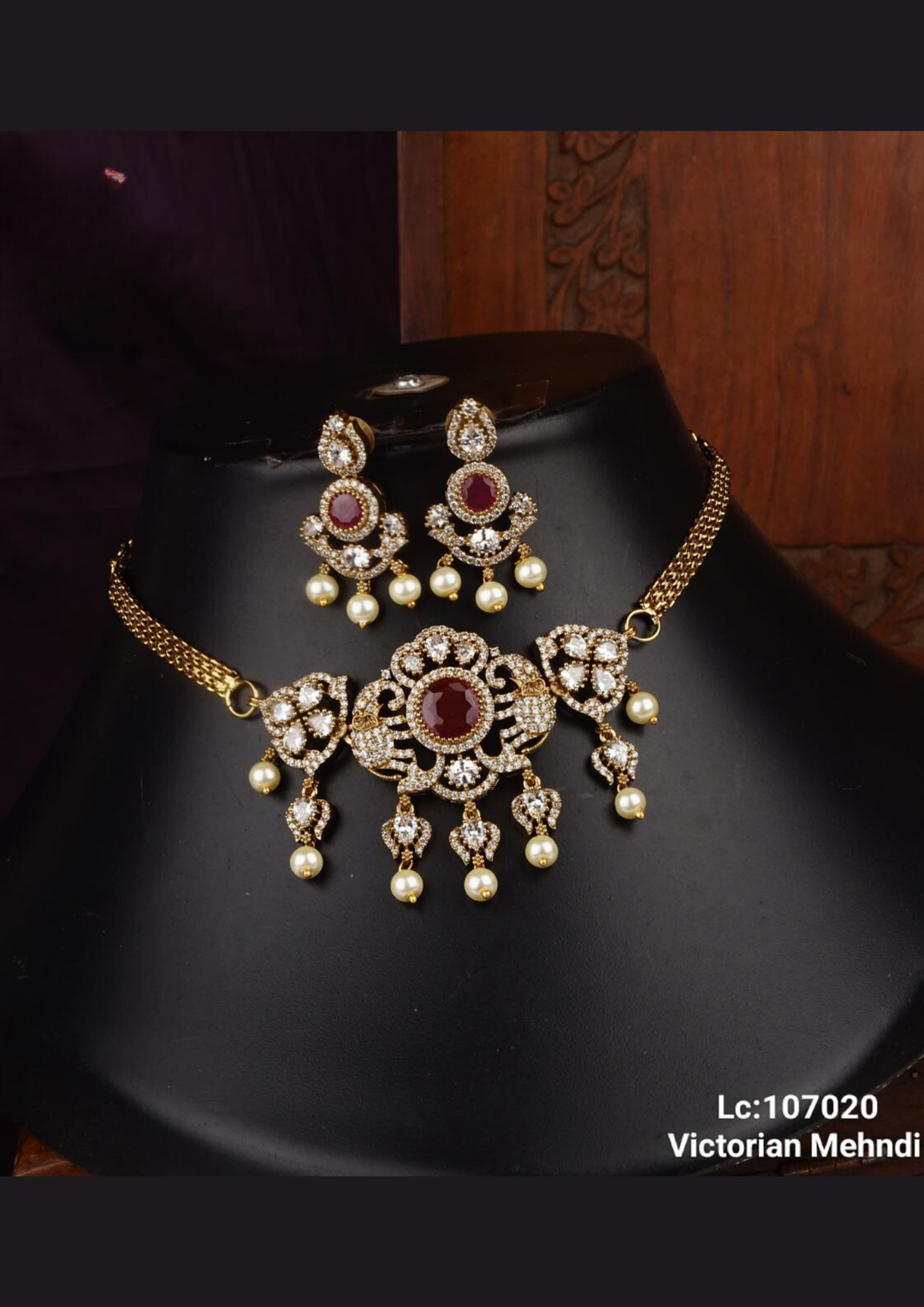 Victorian jewellery necklace with earrings lc 107020