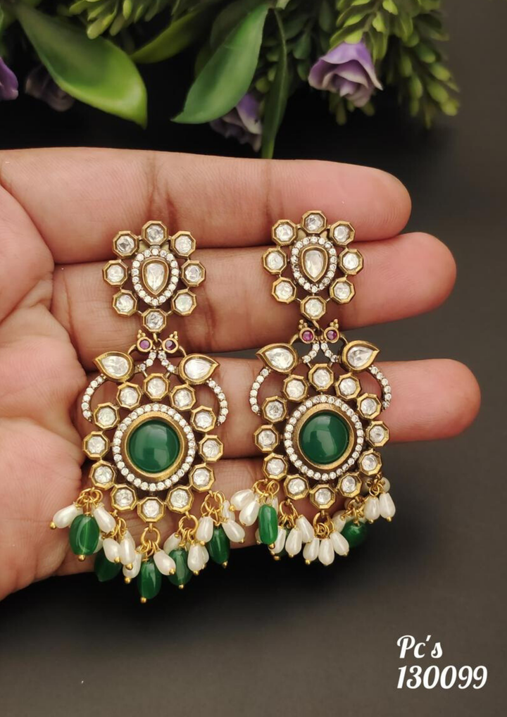 kundan and beads earrings pcs 130099