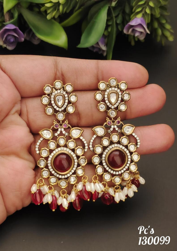 kundan and beads earrings pcs 130099