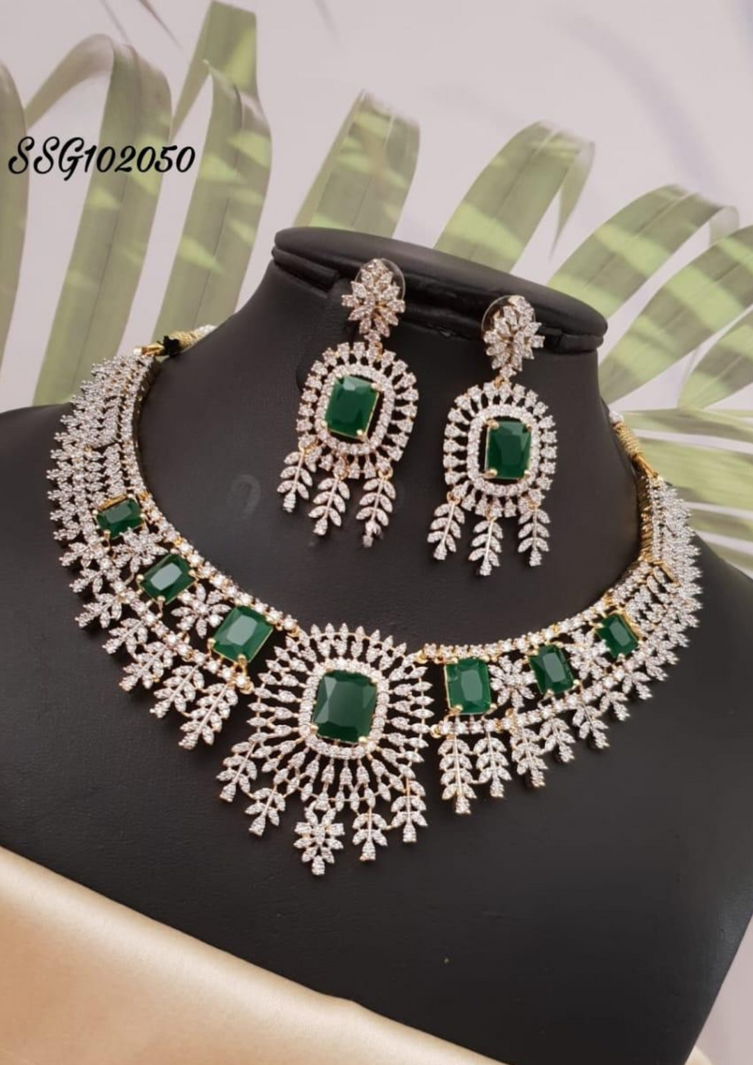 American diamond necklace with earrings ssg 102050