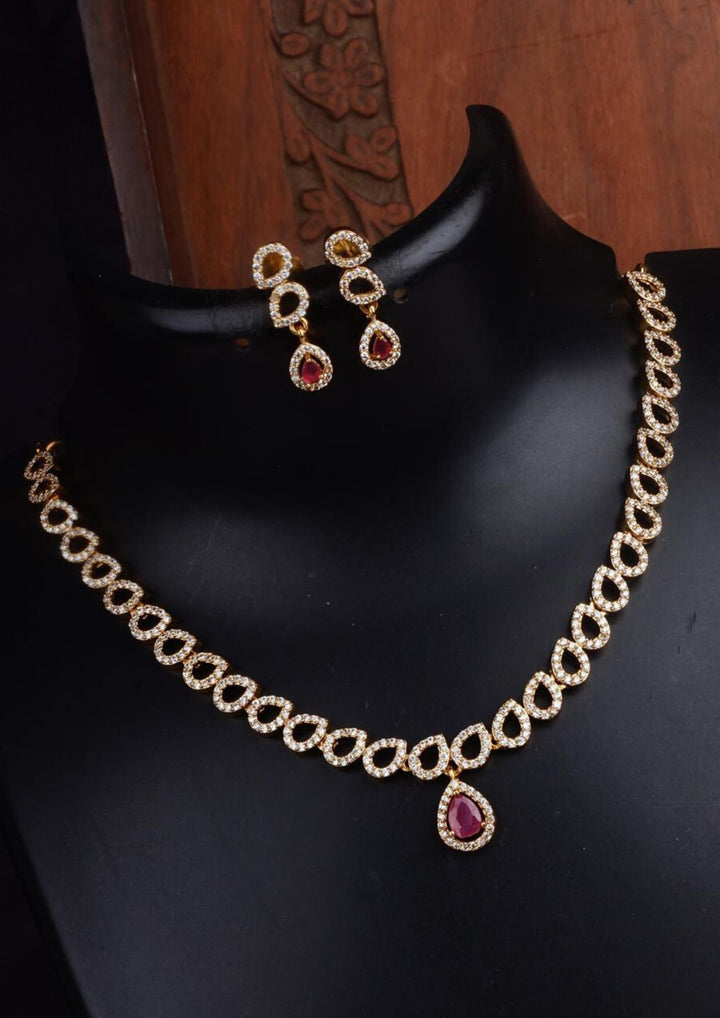 American diamond necklace with earrings lc106520