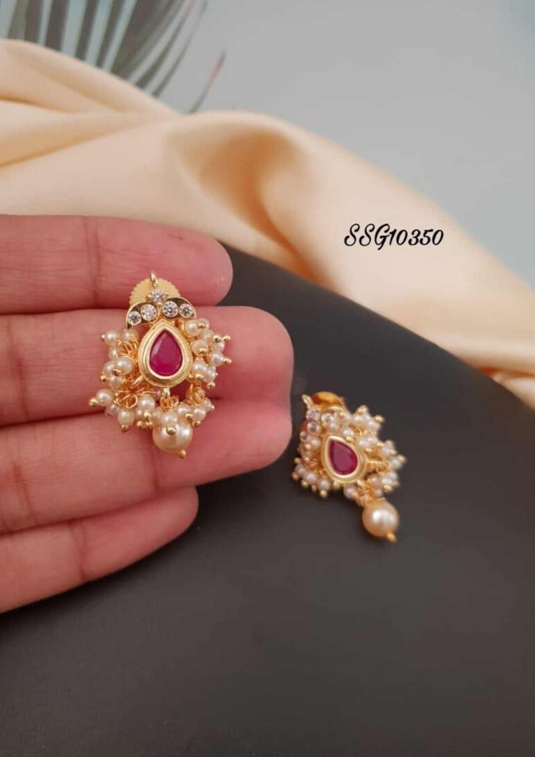 kundan and beads earrings ssg 10350