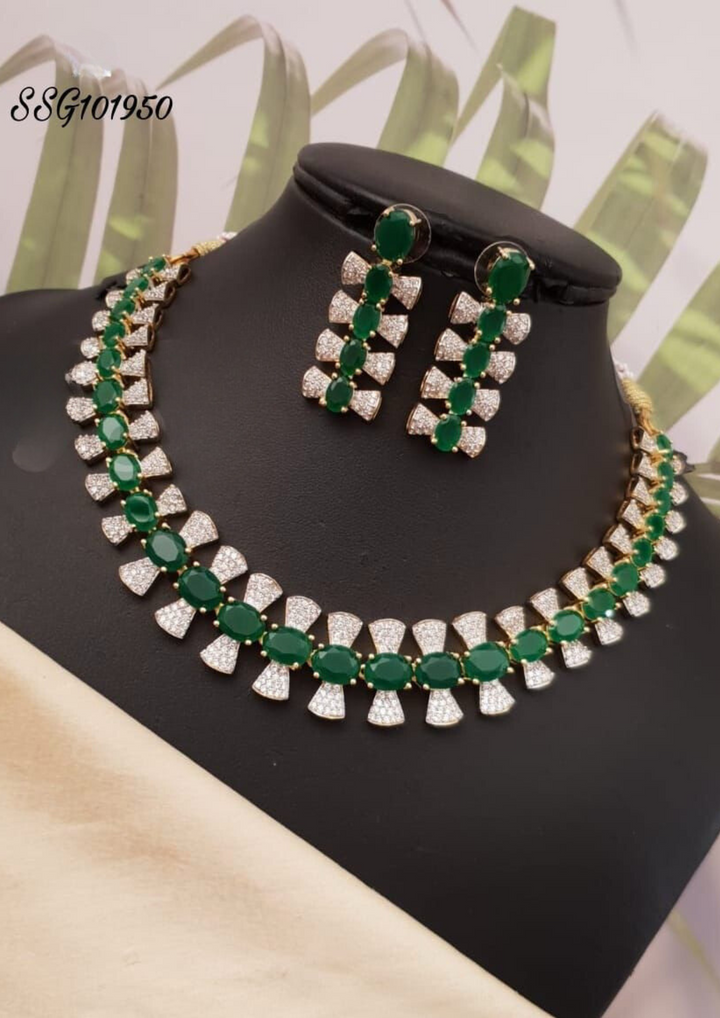 Kundan and beads necklace with earrings ssg 101950