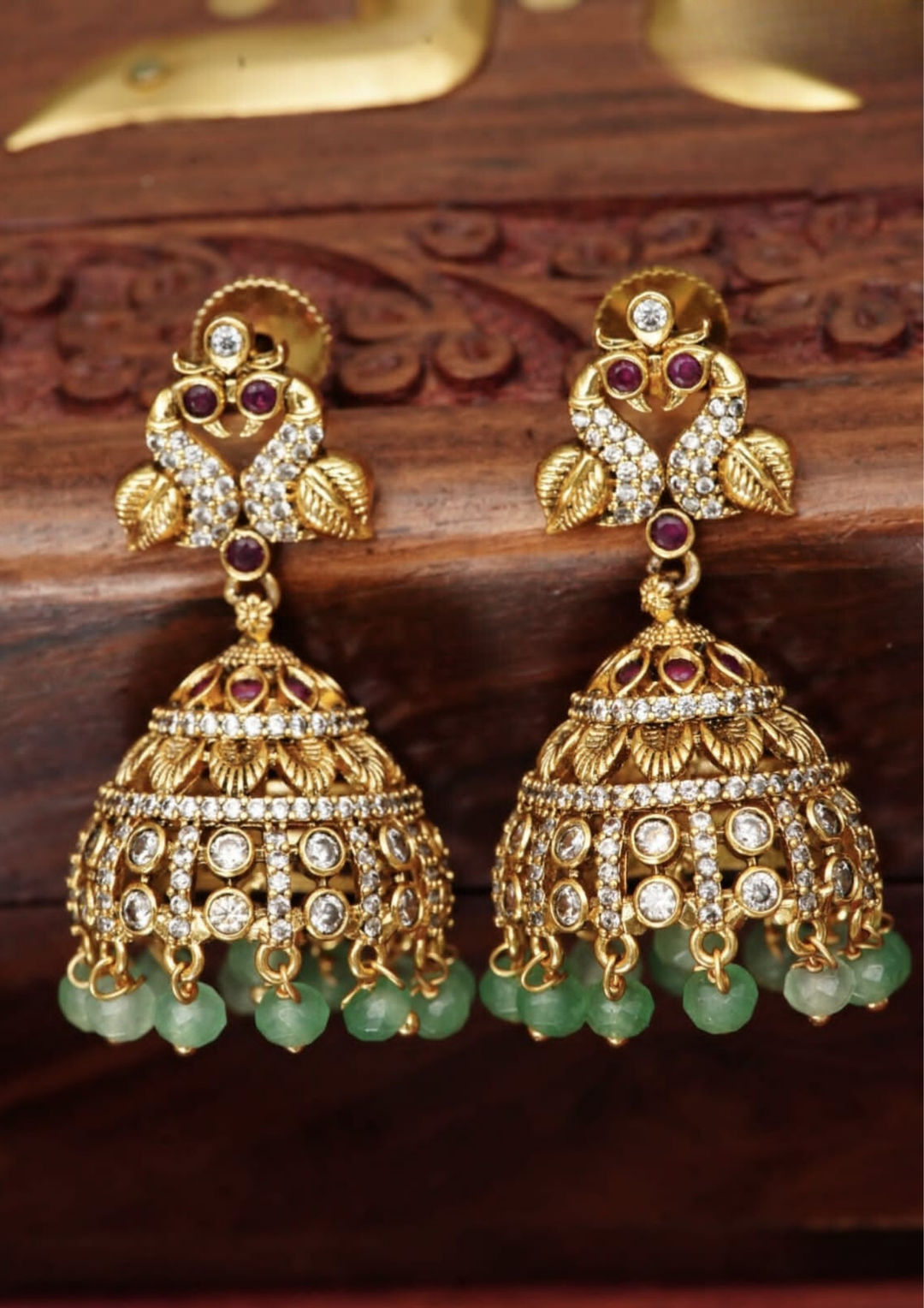 Kundan and beads earrings style 135