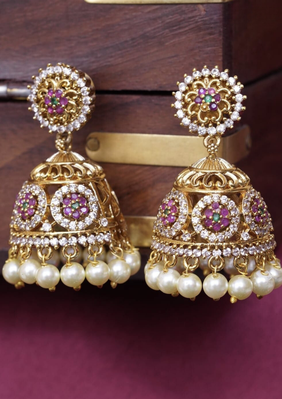 Kundan and beads earrings style 120