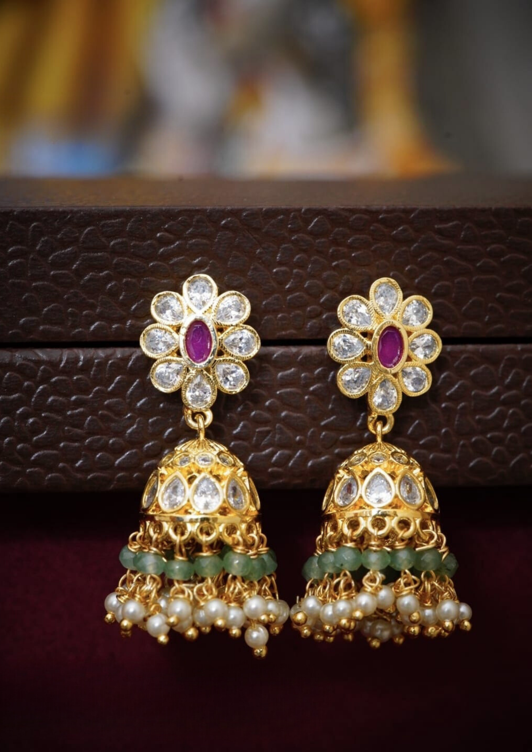 Kundan and beads earrings style 140