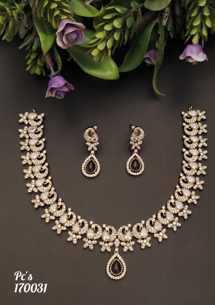 American diamond necklace set with earrings pcs 170031