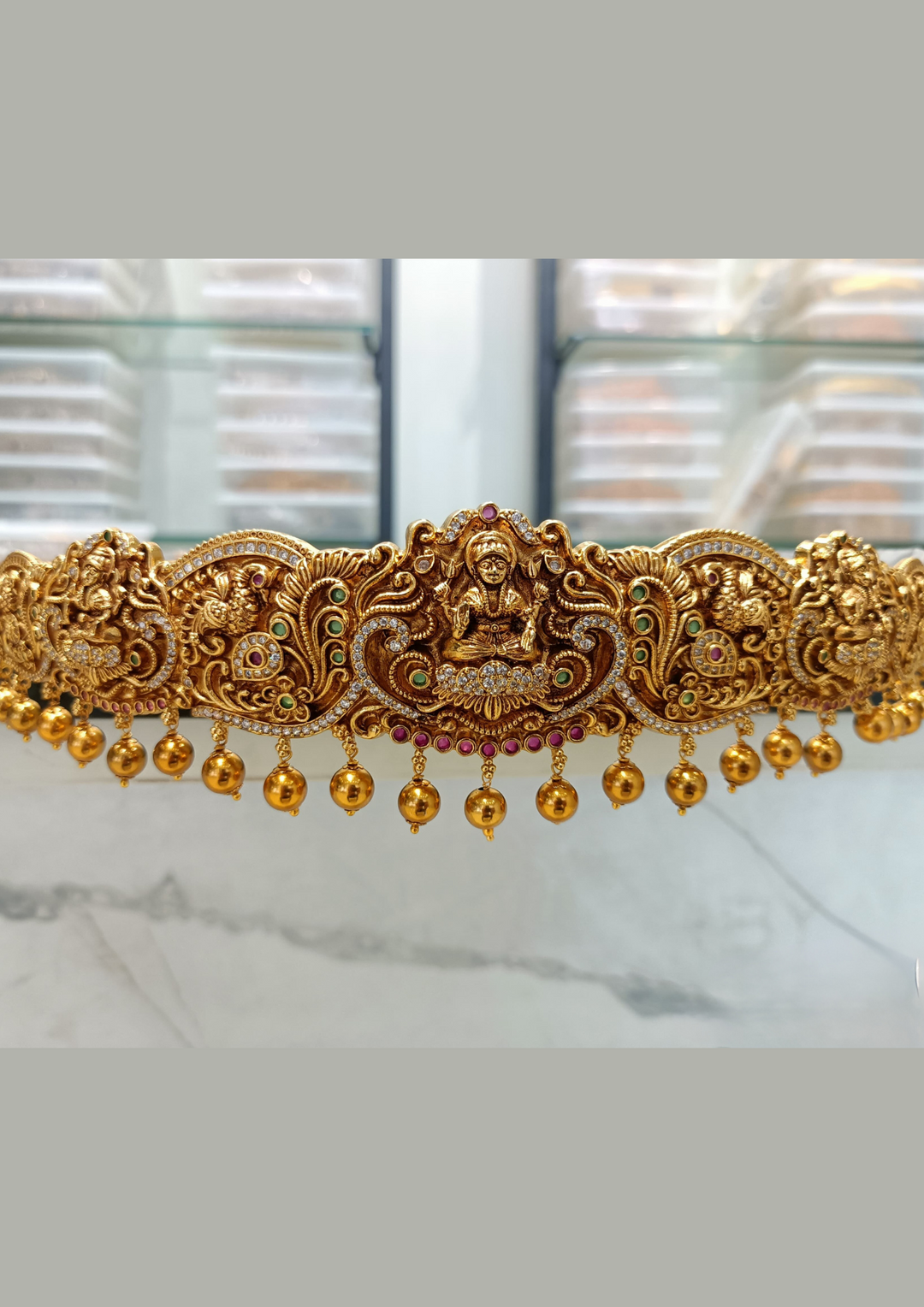 Kundan and beads temple jewelry nakshi hipbelt(vaddanam) LC1028020