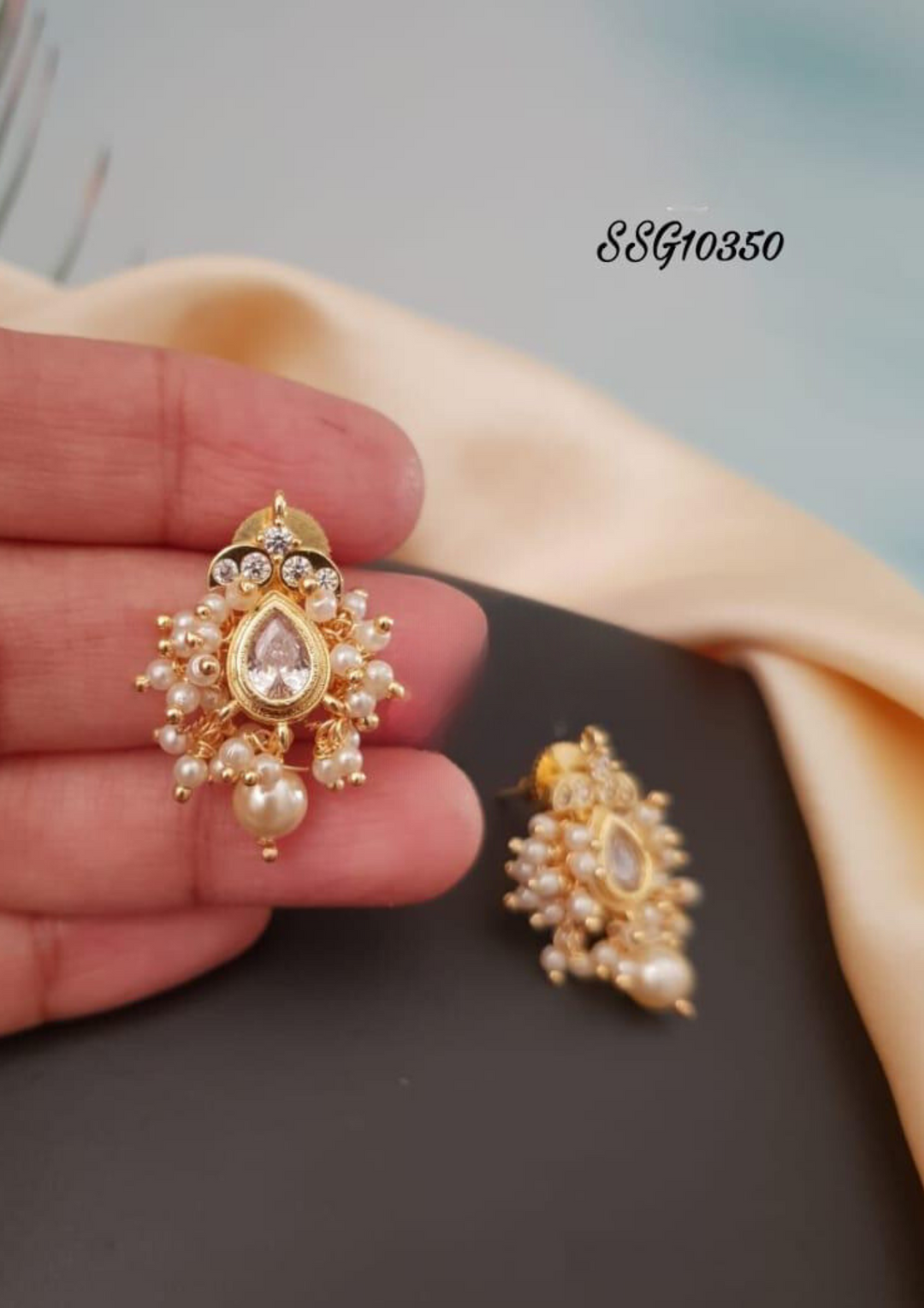 kundan and beads earrings ssg 10350