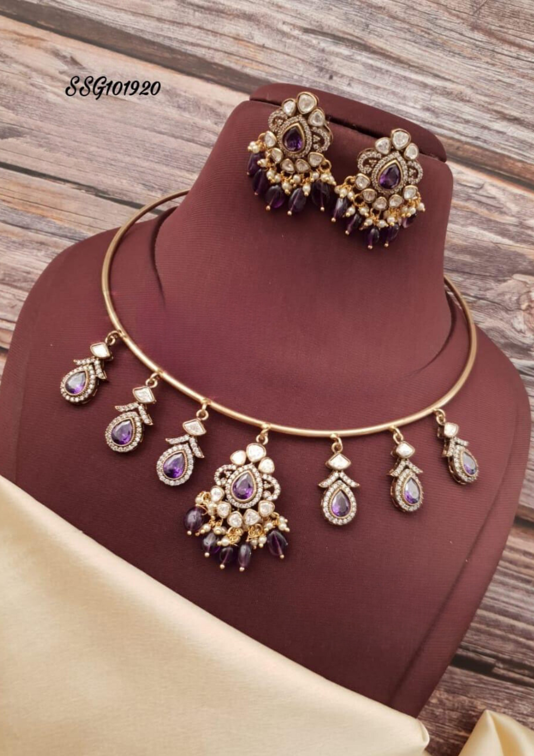 Victorian with Moissinite stone necklace with earrings ssg 101920