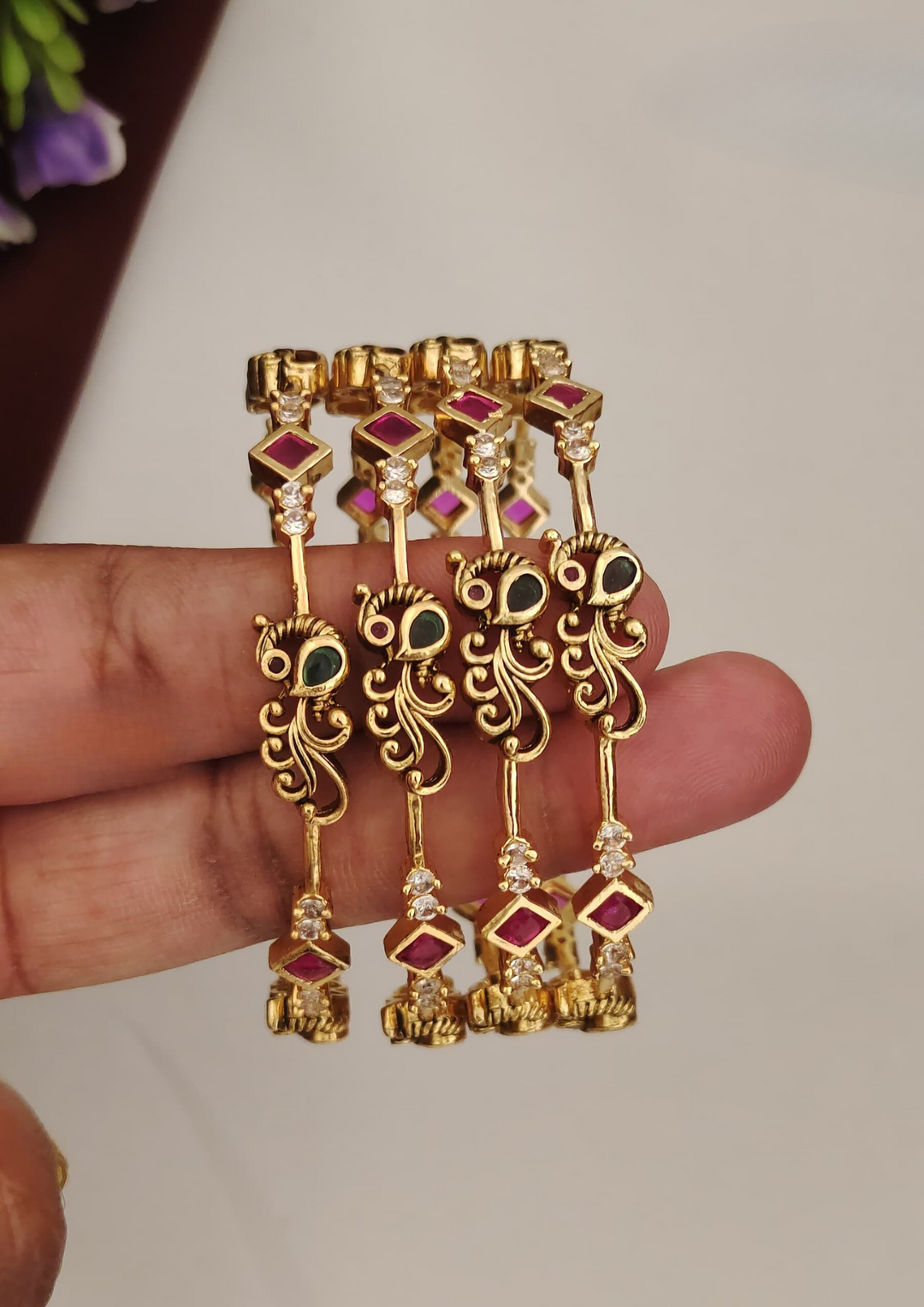 Kundan stone bangles pcs 100057