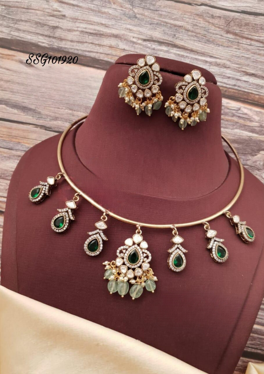 Victorian with Moissinite stone necklace with earrings ssg 101920