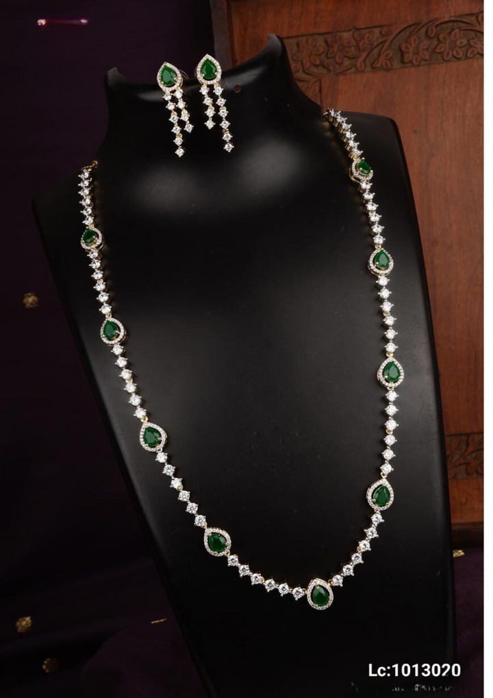 American diamond necklace set with earrings lc 1013020