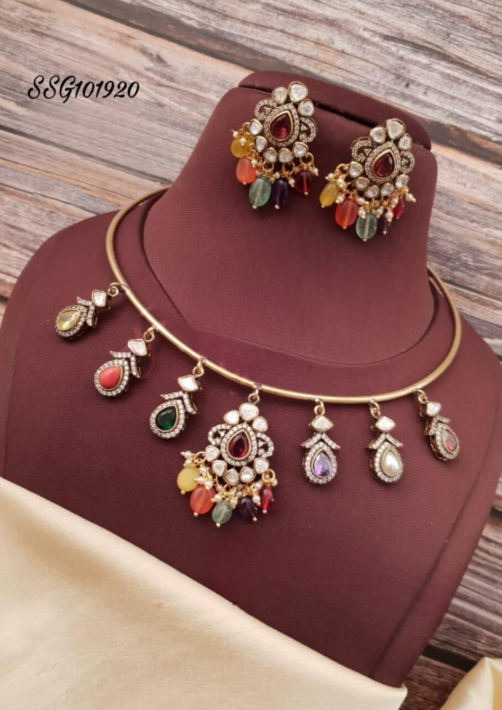 Victorian with Moissinite stone necklace with earrings ssg 101920