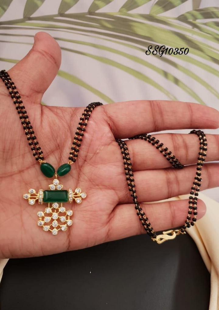 Kundan and black beads mangalsutra ssg 10350